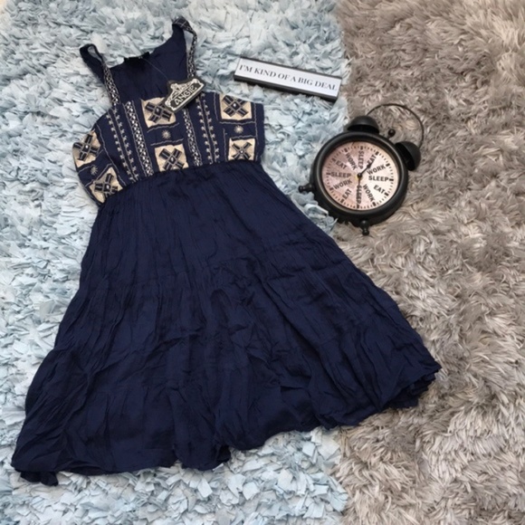 Angie Dresses & Skirts - NWT Angie Navy Blue Embroidered Dress